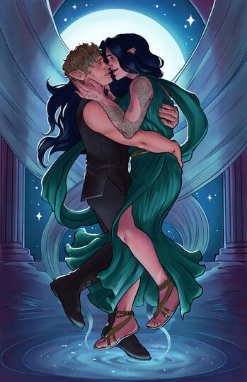 The Moon Tryst [2022] Wayfarer Tarot inspired illustration